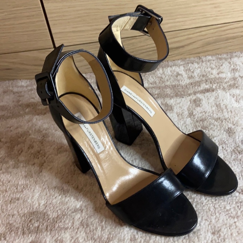 Black ankle tie heels